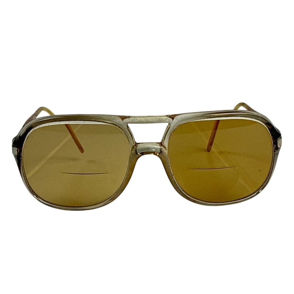 Vintage 70s Vien Brown Gold Aviator Sunglasses Italy 5.5”